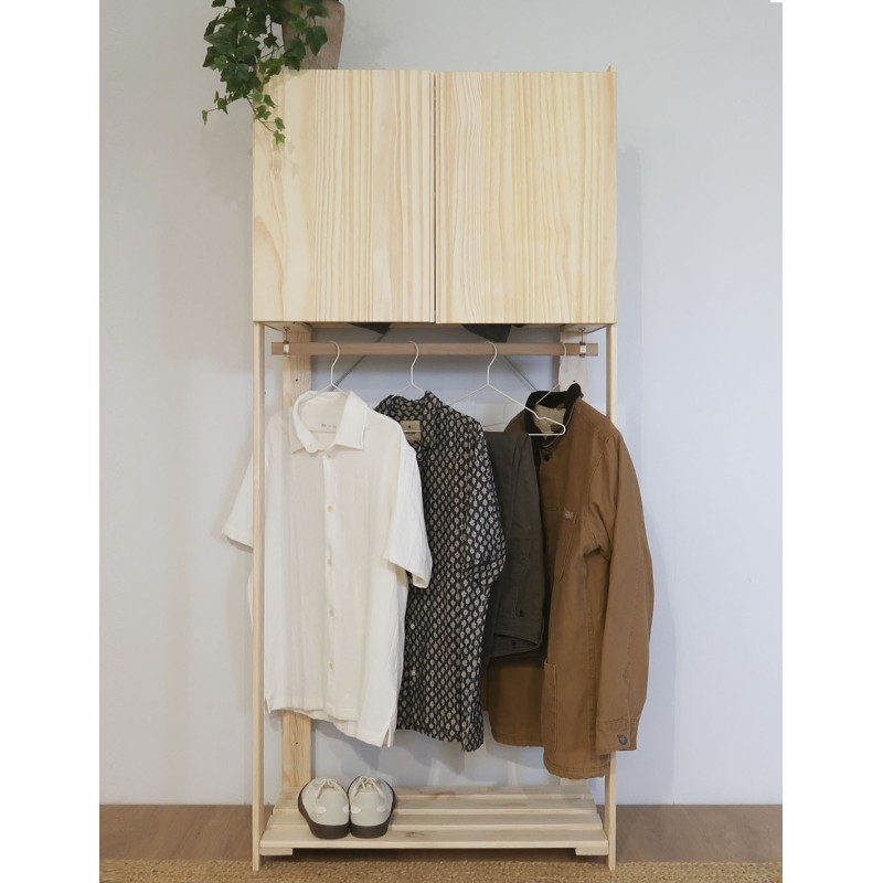 Penderie en bois NOVA avec petite armoire, 174,5 x 76,5 x 38,5 cm