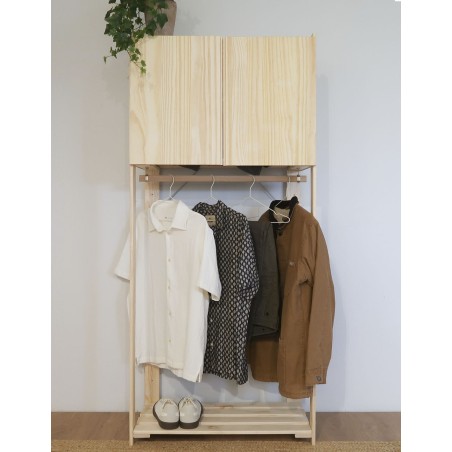 Penderie en bois NOVA avec petite armoire, 174,5 x 76,5 x 38,5 cm