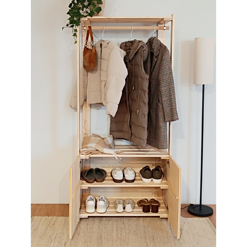 Penderie en bois NOVA avec petite armoire, 174,5 x 76,5 x 38,5 cm