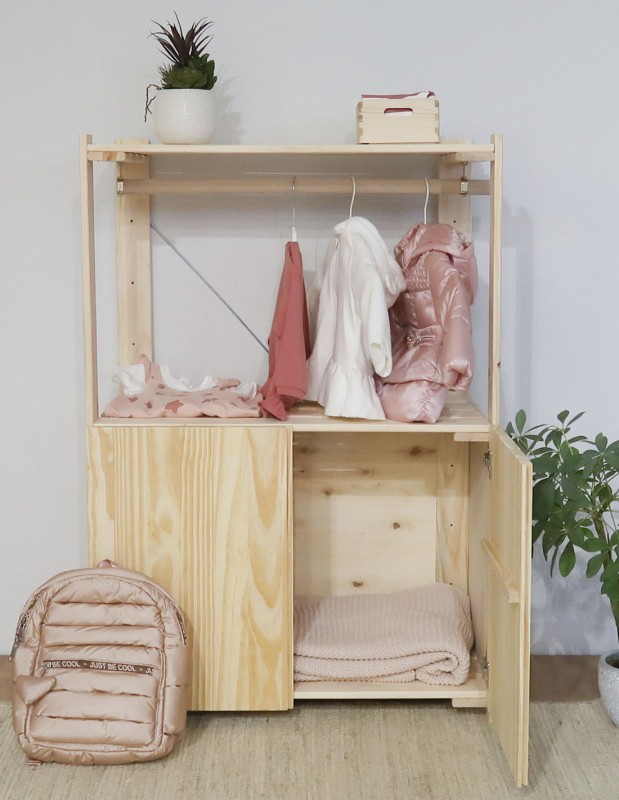 Penderie en bois NOVA avec petite armoire, 110 x 76,5 x 38,5 cm