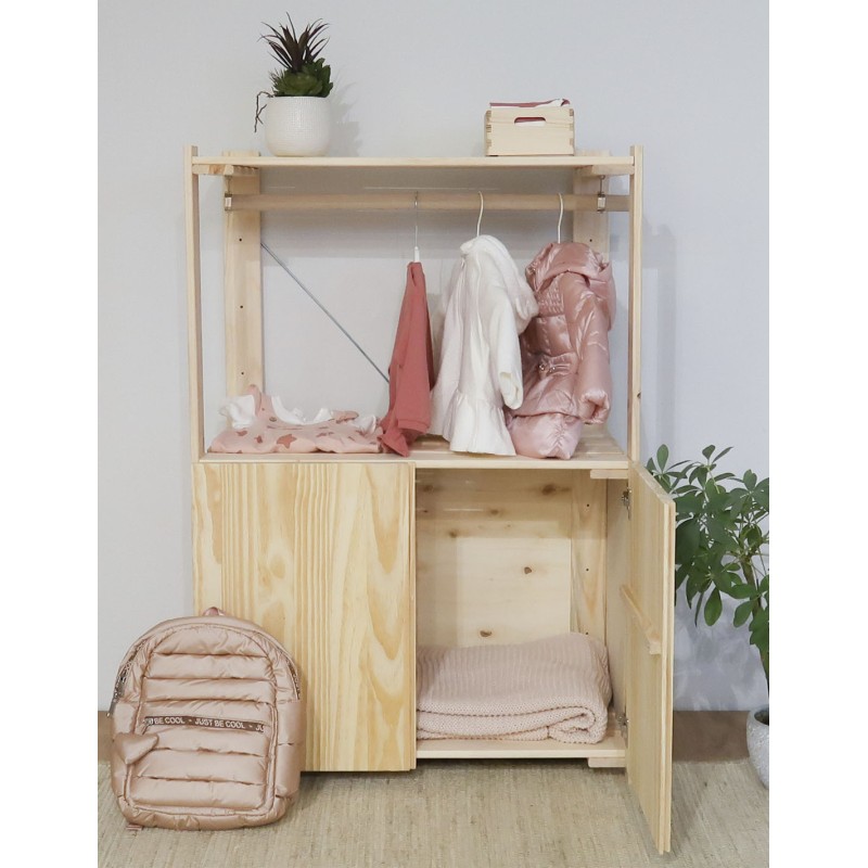 Penderie en bois NOVA avec petite armoire, 110 x 76,5 x 38,5 cm