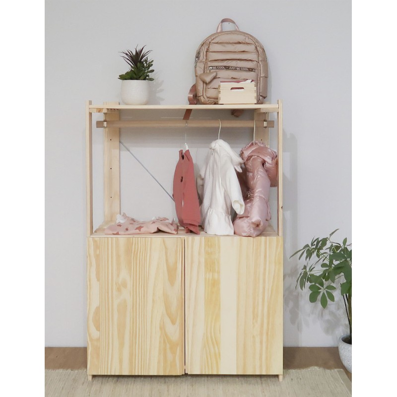 Penderie en bois NOVA avec petite armoire, 110 x 76,5 x 38,5 cm