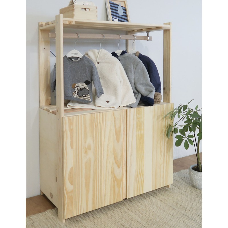 Penderie en bois NOVA avec petite armoire, 110 x 76,5 x 38,5 cm