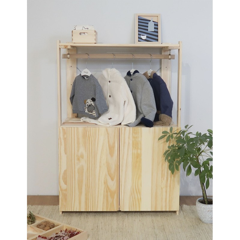 Penderie en bois NOVA avec petite armoire, 110 x 76,5 x 38,5 cm