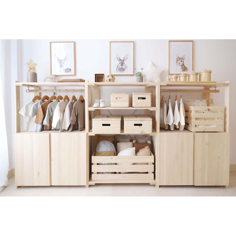 Penderie en bois NOVA avec petite armoire, 110 x 76,5 x 38,5 cm