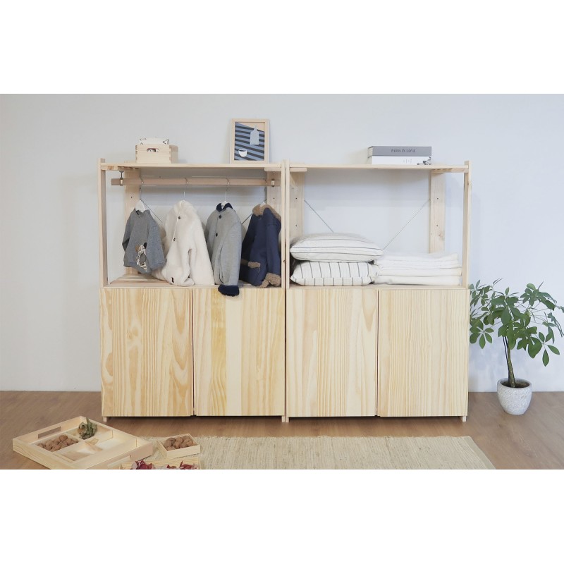Penderie en bois NOVA avec petite armoire, 110 x 76,5 x 38,5 cm